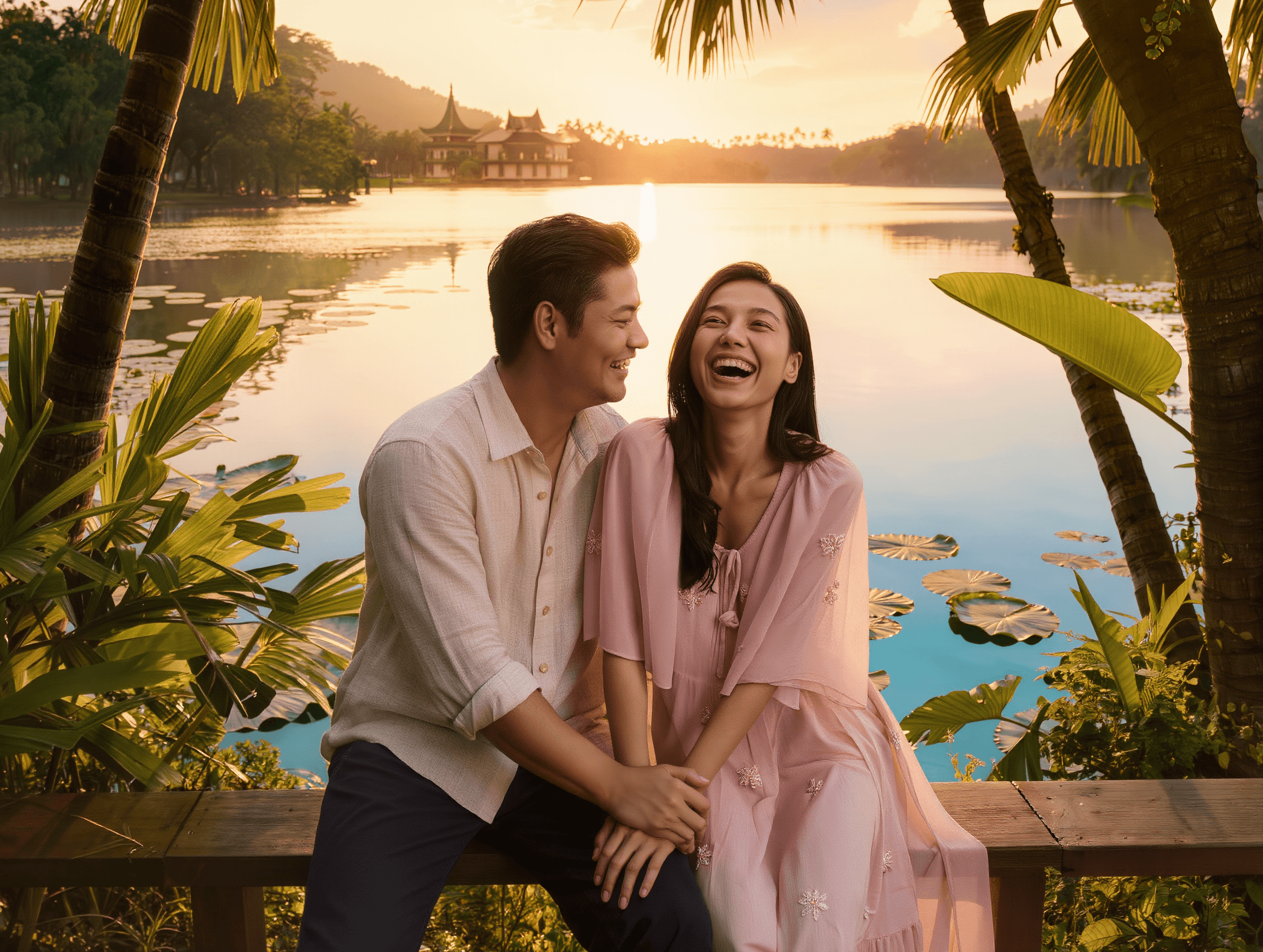 Pasangan Malaysia di taman — pilih masa dan AI uruskan cadangan date